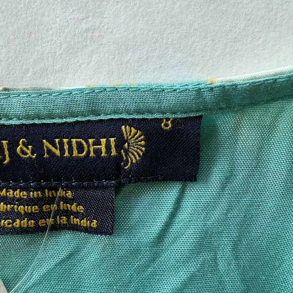 NWT Anthropologie Panjak & Nidhi Floral Medallion Pleated Sleeveless Blue Dress - Picture 9 of 15